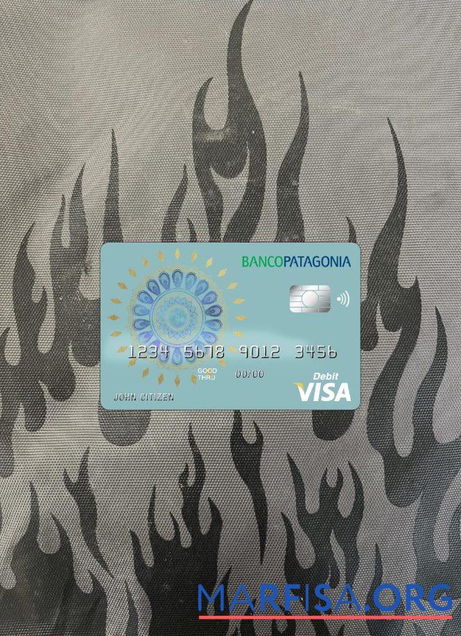 Blank Argentina Banco Patagonia bank visa card debit card photolook front real example